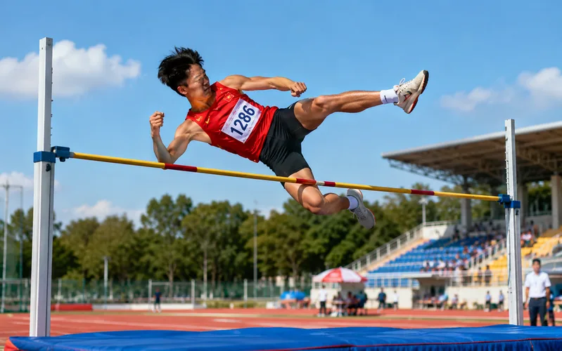 Chân lăng đi trước, thân người nghiêng theo hướng vượt xà, chân giậm thu nhanh để tránh làm rơi xà.