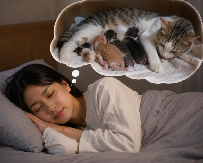 Mơ thấy mèo đẻ nhiều con thường được liên tưởng đến việc nhiều cơ hội hoặc trách nhiệm xuất hiện cùng một thời điểm.